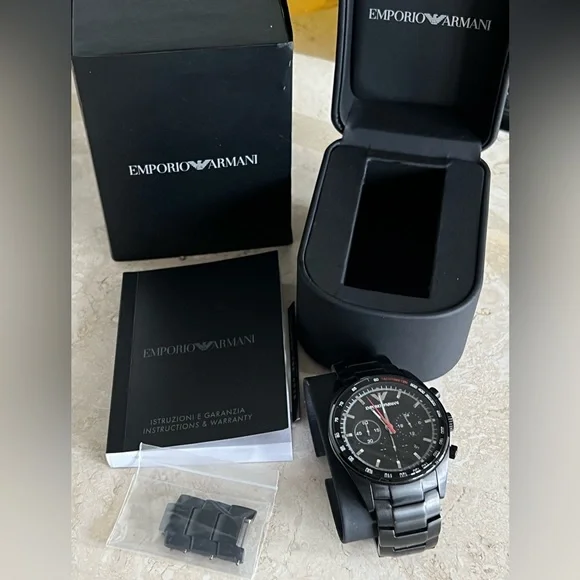 Emporio Armani Accessories Emporio Armani Mens Tachymeter Chronograph Black Watch Ar694 Poshmark